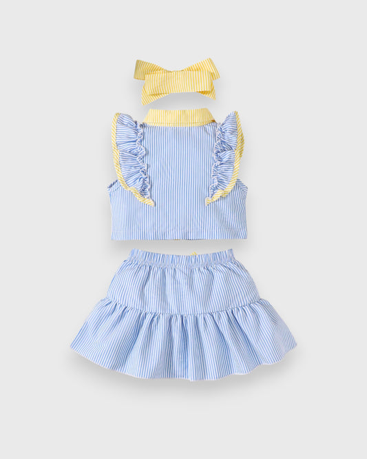3 Pc Baby Girl Color Block Stripe Set