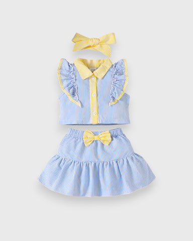 3 Pc Baby Girl Color Block Stripe Set