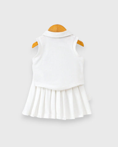 2 Pc Baby Girl Polo Pleat Skirt Set
