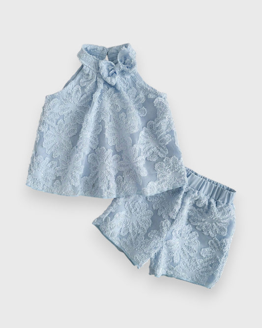 2 Pc Baby Girl Flower Print Halter & Shorts