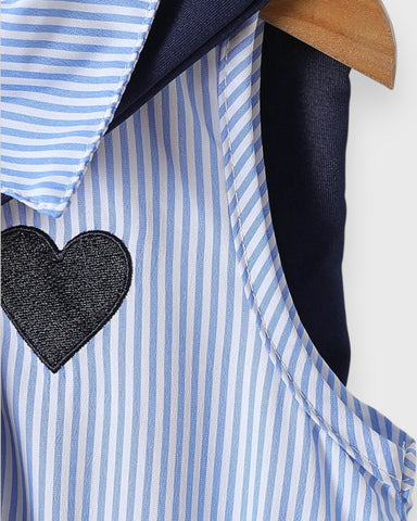 Girls Stripe Sleeveless Polo Dress w/ Shawl Scarf