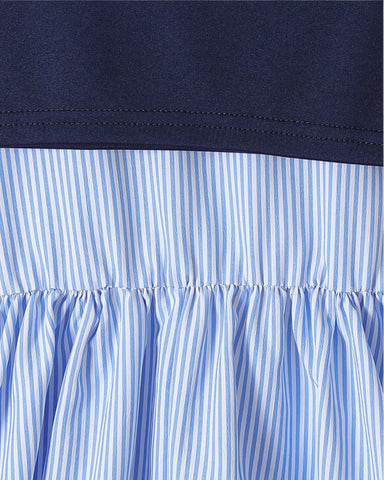 Girls Stripe Sleeveless Polo Dress w/ Shawl Scarf