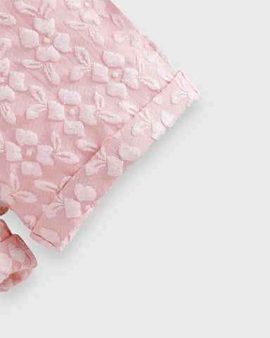 2 Pc Baby Girl Brocade Textured Fabric Romper