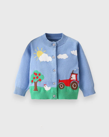 Baby Farmer Print Knit Cardigan