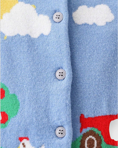 Baby Farmer Print Knit Cardigan