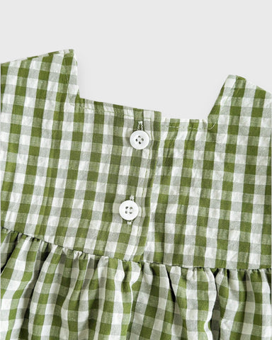 Baby Girl Flutter Sleeve Gingham Plaid Flare Dress