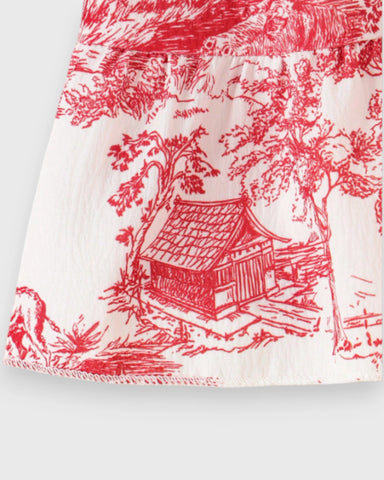 Baby Girl House Motif Prints Scallop Collar Dress