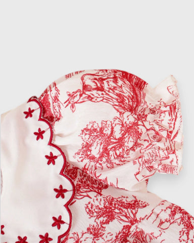 Baby Girl House Motif Prints Scallop Collar Dress