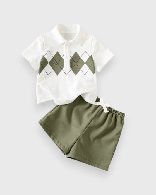 Baby Boy Argyle Polo & Shorts Set