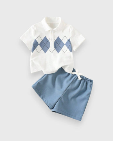 Baby Boy Argyle Polo & Shorts Set