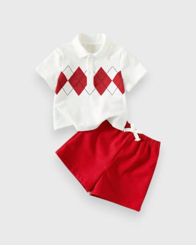 Baby Boy Argyle Polo & Shorts Set