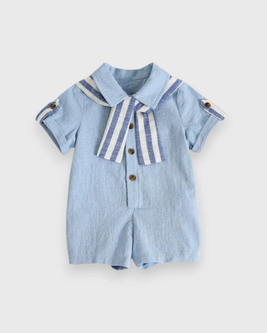 Baby Boy Short Romper w/ Shawl