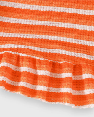 2 Pc Baby Girl Stripe Knit Flower Dress w/ Bag