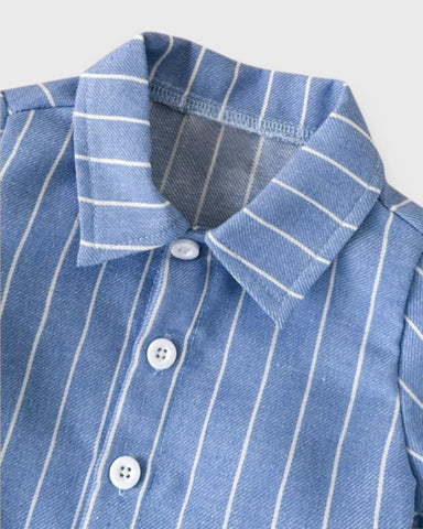 Baby Boy Vertical Stripe Button Up Shorts Set