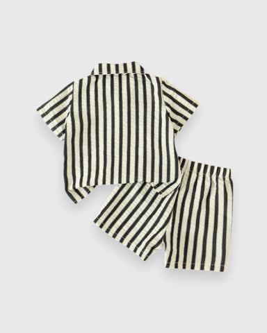 Baby Boy Vertical Stripe Button Up Shorts Set