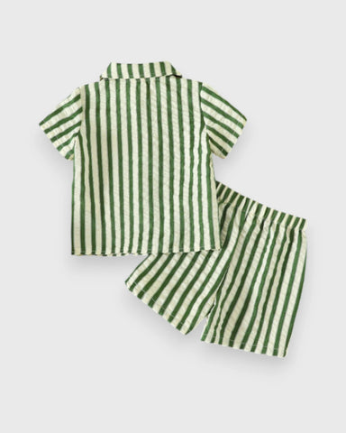 Baby Boy Vertical Stripe Button Up Shorts Set
