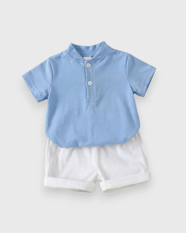 Baby Boy Quarter Button Tee & Shorts Set
