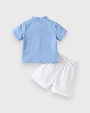 Baby Boy Quarter Button Tee & Shorts Set