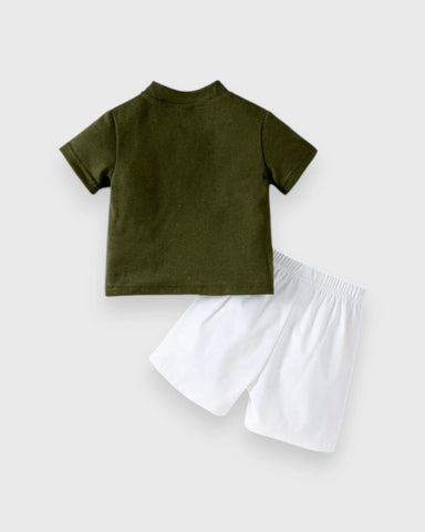 Baby Boy Quarter Button Tee & Shorts Set