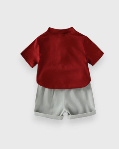 Baby Boy Quarter Button Tee & Shorts Set