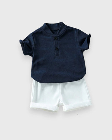 Baby Boy Quarter Button Tee & Shorts Set