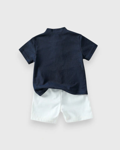 Baby Boy Quarter Button Tee & Shorts Set