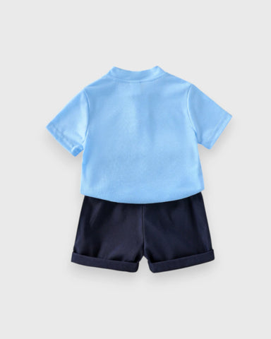 Baby Boy Quarter Button Tee & Shorts Set