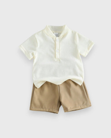 Baby Boy Quarter Button Tee & Shorts Set
