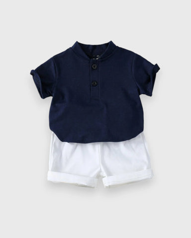 Baby Boy Quarter Button Tee & Shorts Set