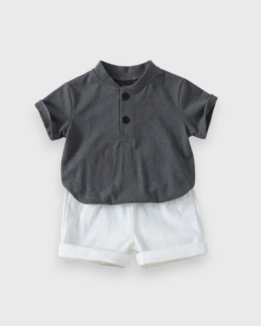 Baby Boy Quarter Button Tee & Shorts Set