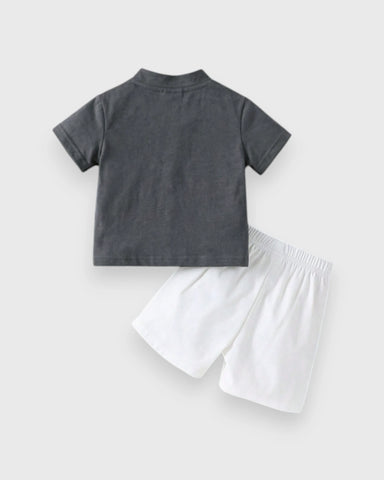 Baby Boy Quarter Button Tee & Shorts Set