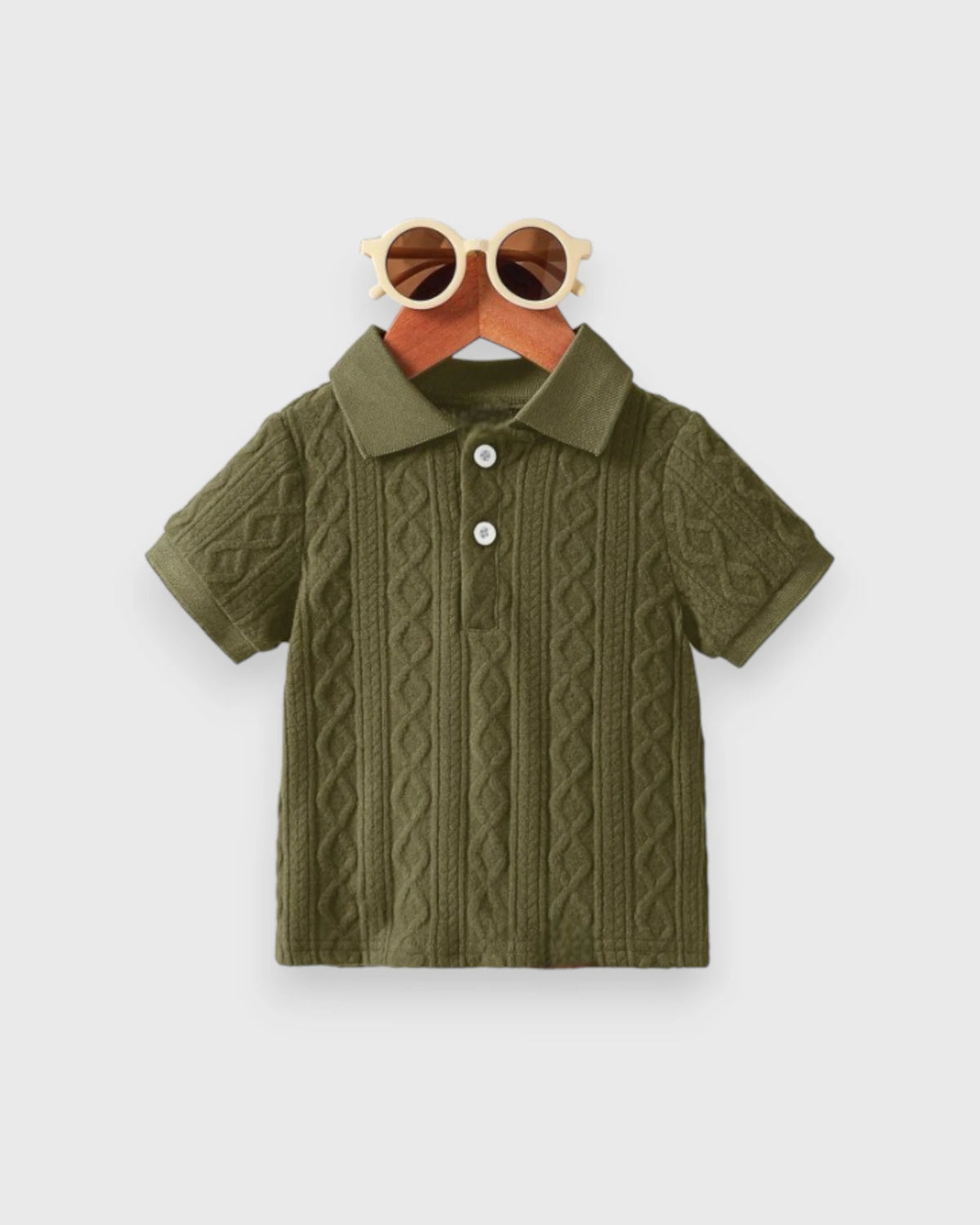 Baby Boy Cable Textured Fleece Polo Shirt