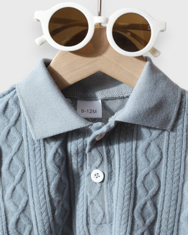 Baby Boy Cable Textured Fleece Polo Shirt