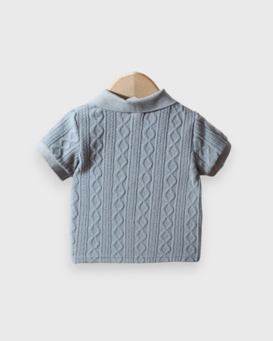 Baby Boy Cable Textured Fleece Polo Shirt