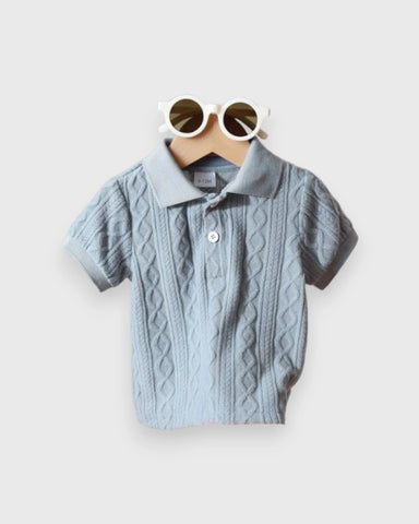 Baby Boy Cable Textured Fleece Polo Shirt