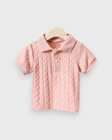 Baby Boy Cable Textured Fleece Polo Shirt