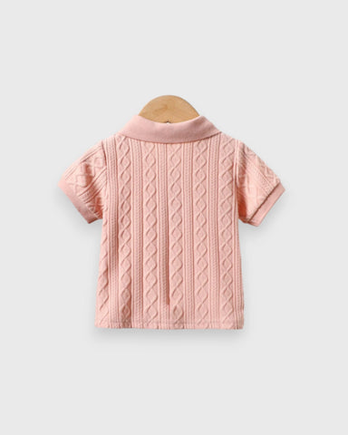 Baby Boy Cable Textured Fleece Polo Shirt