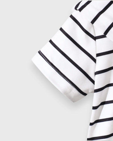 3 Pc Baby Boy Stripe Tee, Overall & Shawl Set