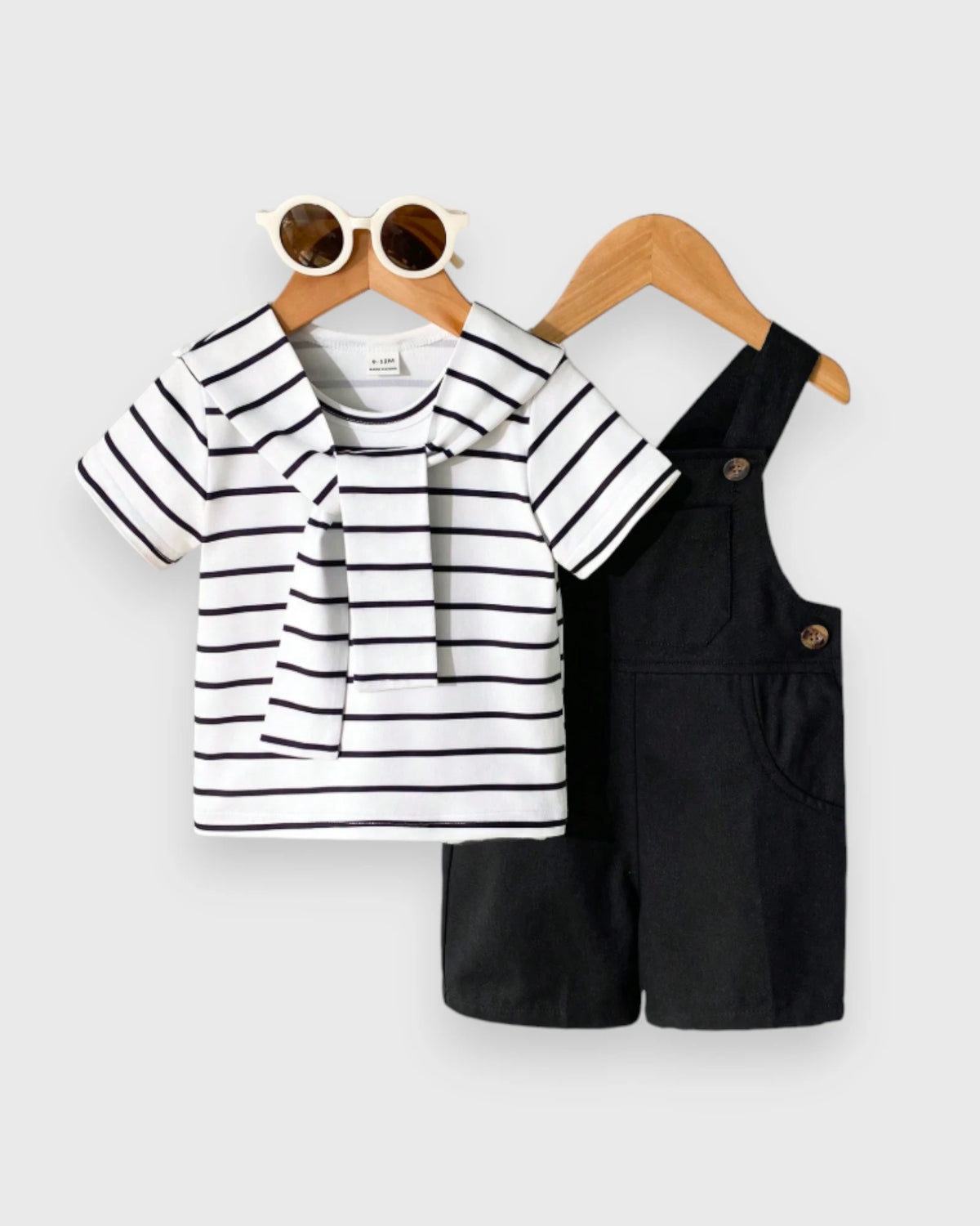 3 Pc Baby Boy Stripe Tee, Overall & Shawl Set