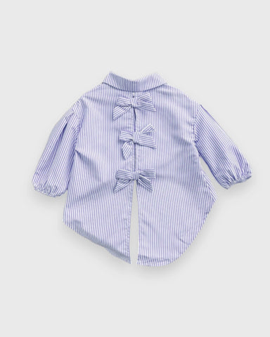 Baby Girl Hi-Low Striped Bow Back Button Up Shirt