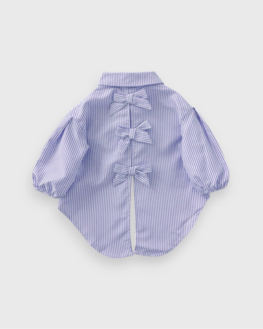 Baby Girl Hi-Low Striped Bow Back Button Up Shirt