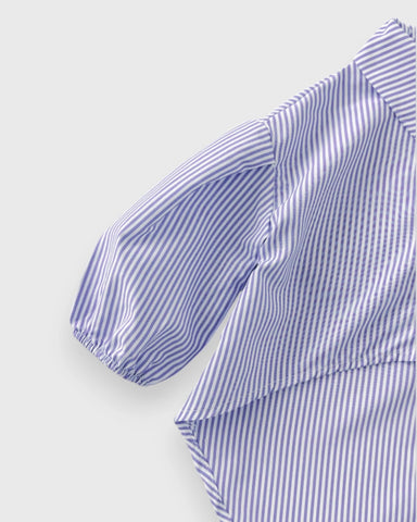 Baby Girl Hi-Low Striped Bow Back Button Up Shirt