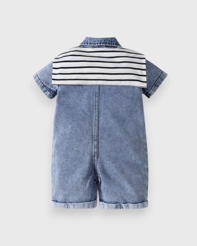 Baby Boy Denim Romper w/ Shawl