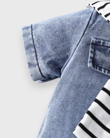 Baby Boy Denim Romper w/ Shawl