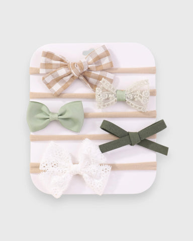 5 Pc Flower & Bows Headband Set