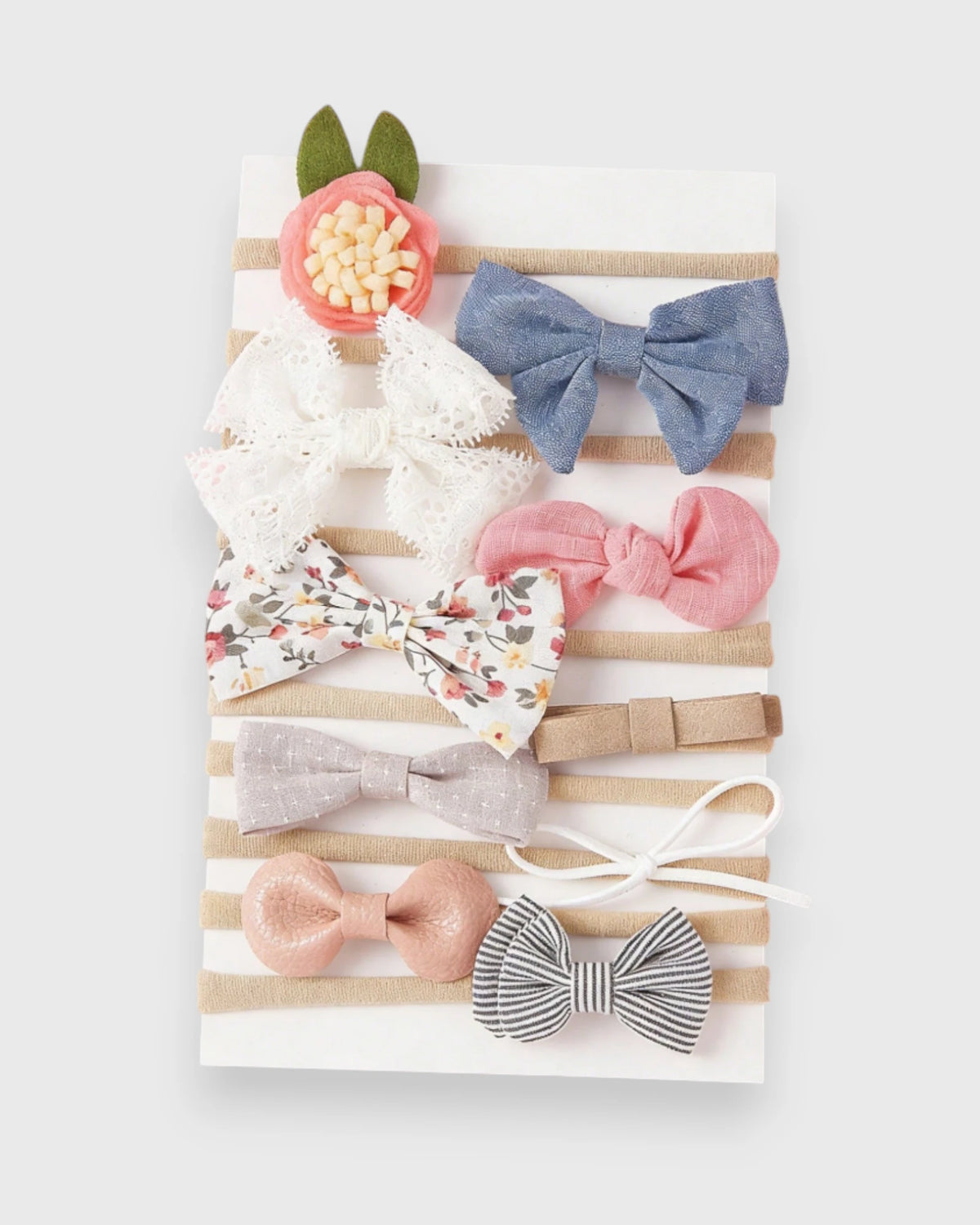 10 Pc Baby Girl Mini Bows Headband Set
