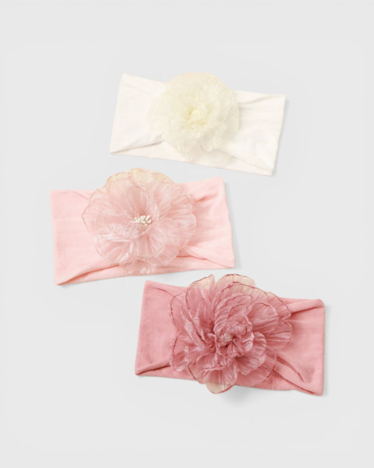 3 Pc Baby Girl Chiffon Flower Elastic Headband