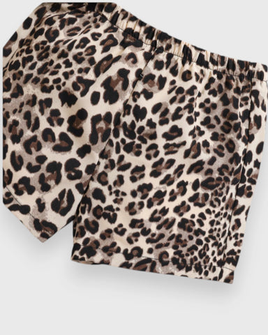 2 Pc Baby Girl Leopard Tulip Back Shirt & Shorts Set