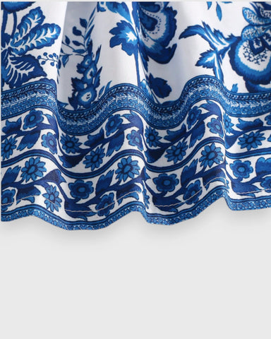 2 Pc Baby Girl Light Weight Vacay Print Dress & Hat Set