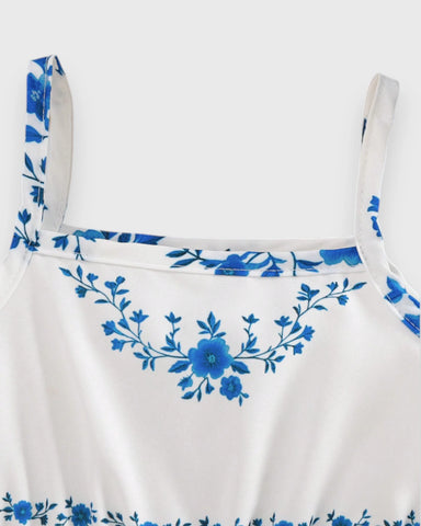 2 Pc Baby Girl Light Weight Vacay Print Dress & Hat Set